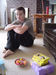 Kyle with his feast.JPG